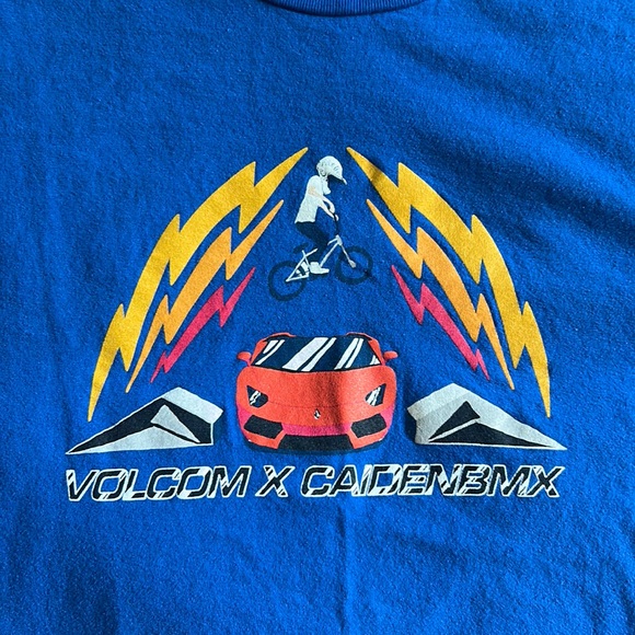 Volcom boys blue tshirt size XL Caiden BMX graphics - Picture 2 of 5